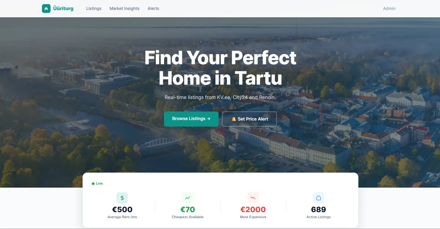 Rental Market search and listing interface